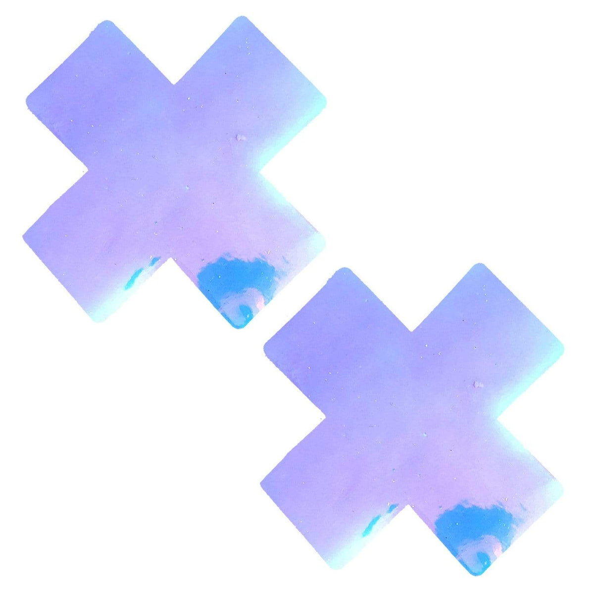 Crystal clear plastic cross shaped nipple pasties for a modern space age outfit