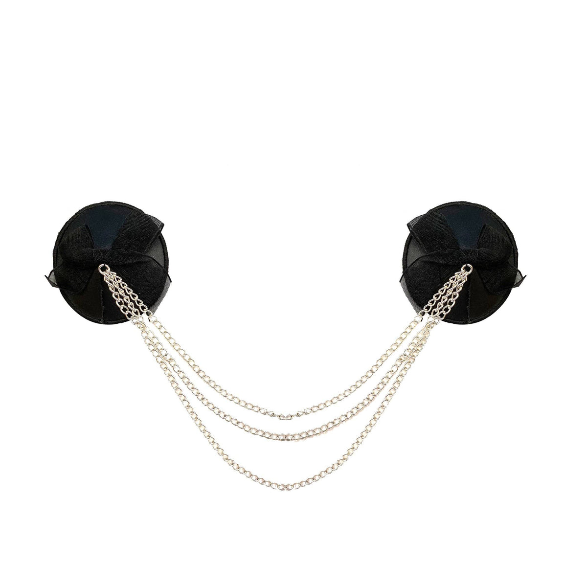Black chain reusable silicone nipple pasties shown on a clean background