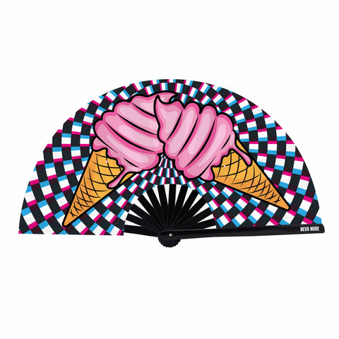 Ice Cream You Scream Super Blacklight Reactive Folding Fan