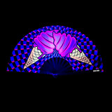 Ice Cream You Scream Super Blacklight Reactive Folding Fan
