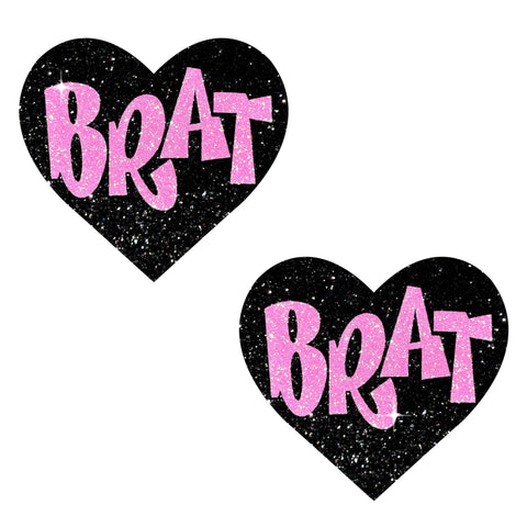 Pink Brat I Heart U Glitter Nipple Cover Pasties