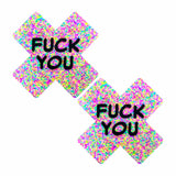 F*ck You Sprankles 3D Neon Blacklight X factor Nipple Cover Pasties