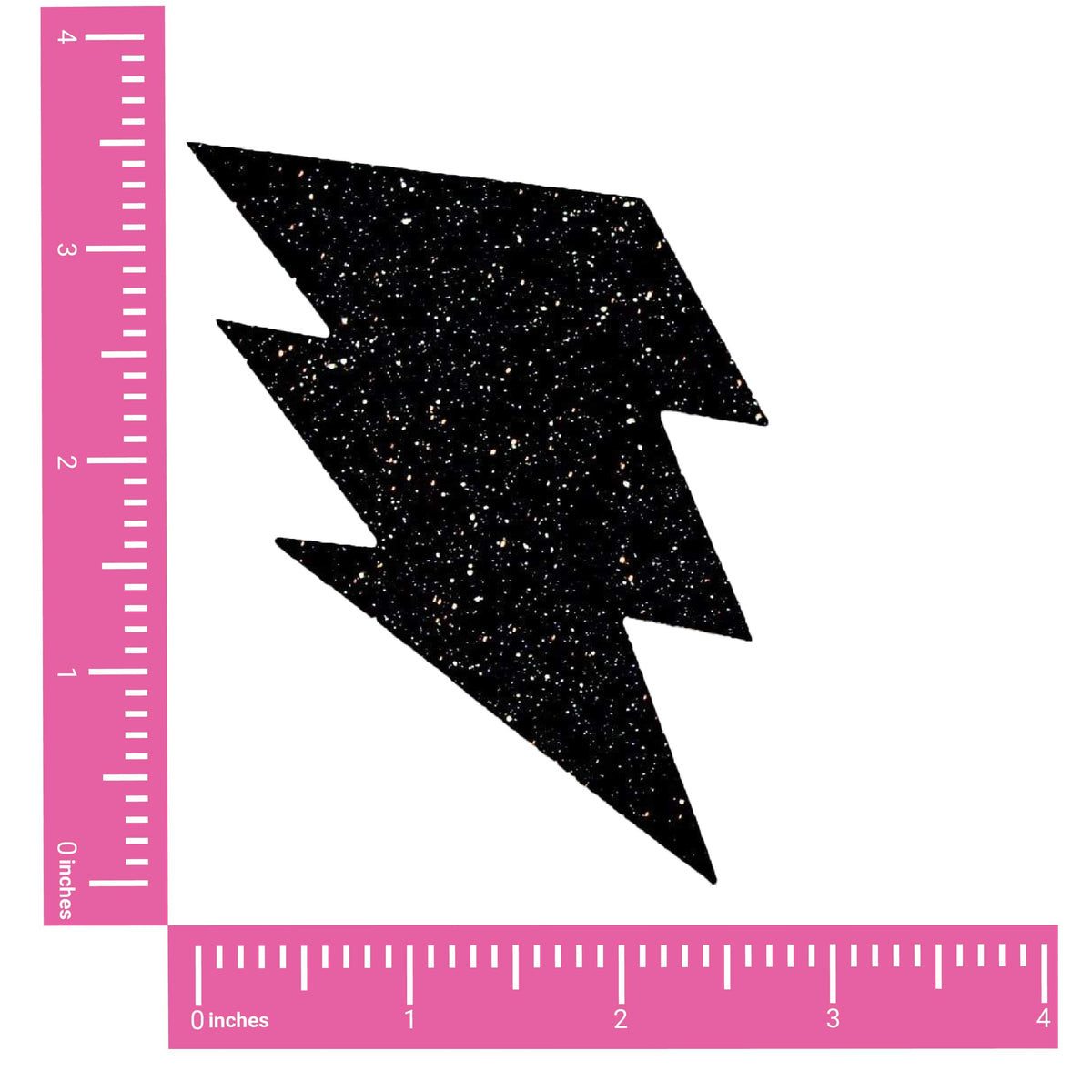 Black Glitter Lightning Bolt Nipple Pasties shown on their own with a sparkling glitter finish