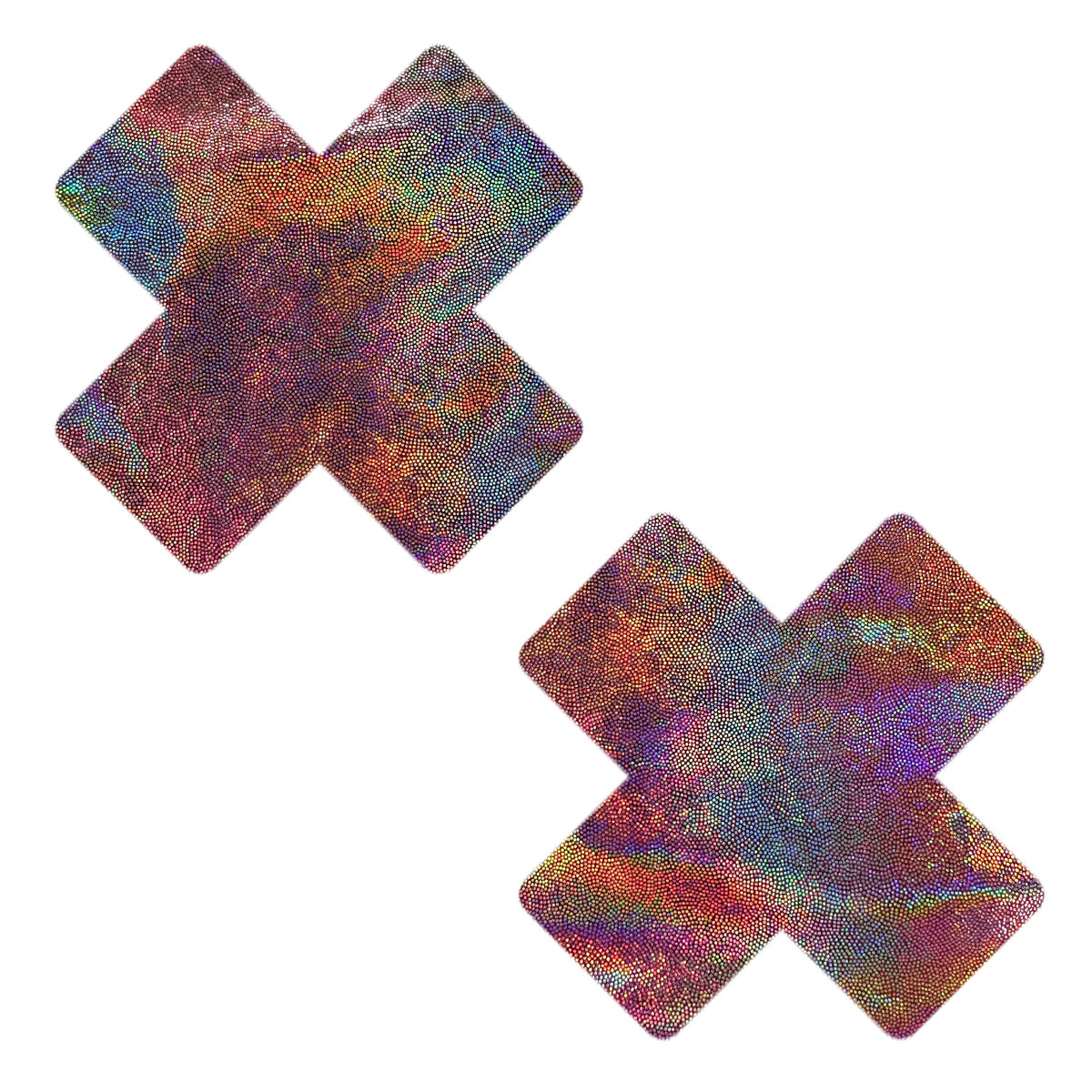 Burgundy holographic X shaped nipple pasties with a deep merlot sheen for date night
