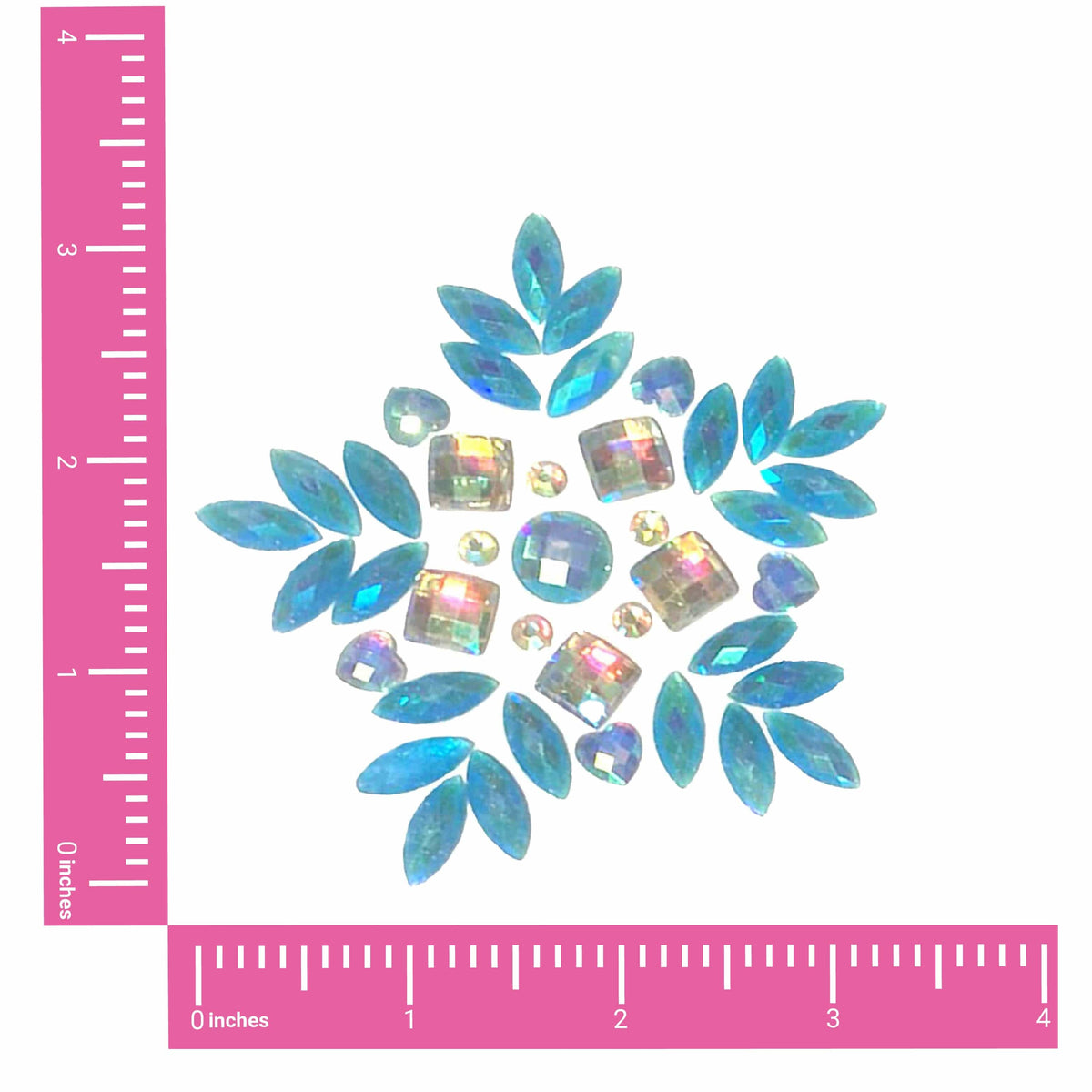 Blue iridescent snowflake crystal nipple pasties shown on their own