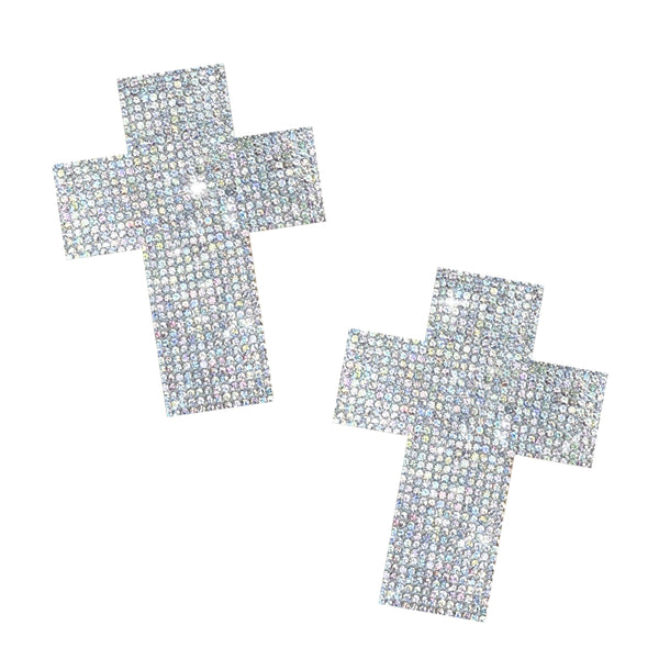 Razzle Dazzle Crystal Jewel Sparkle Crucifix Nipple Cover Pasties