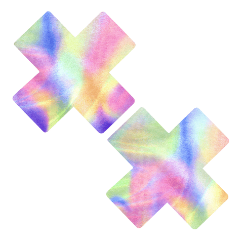 Unicorn Pastry Puff Tie Dye UV Iridescent X Nipple Covers