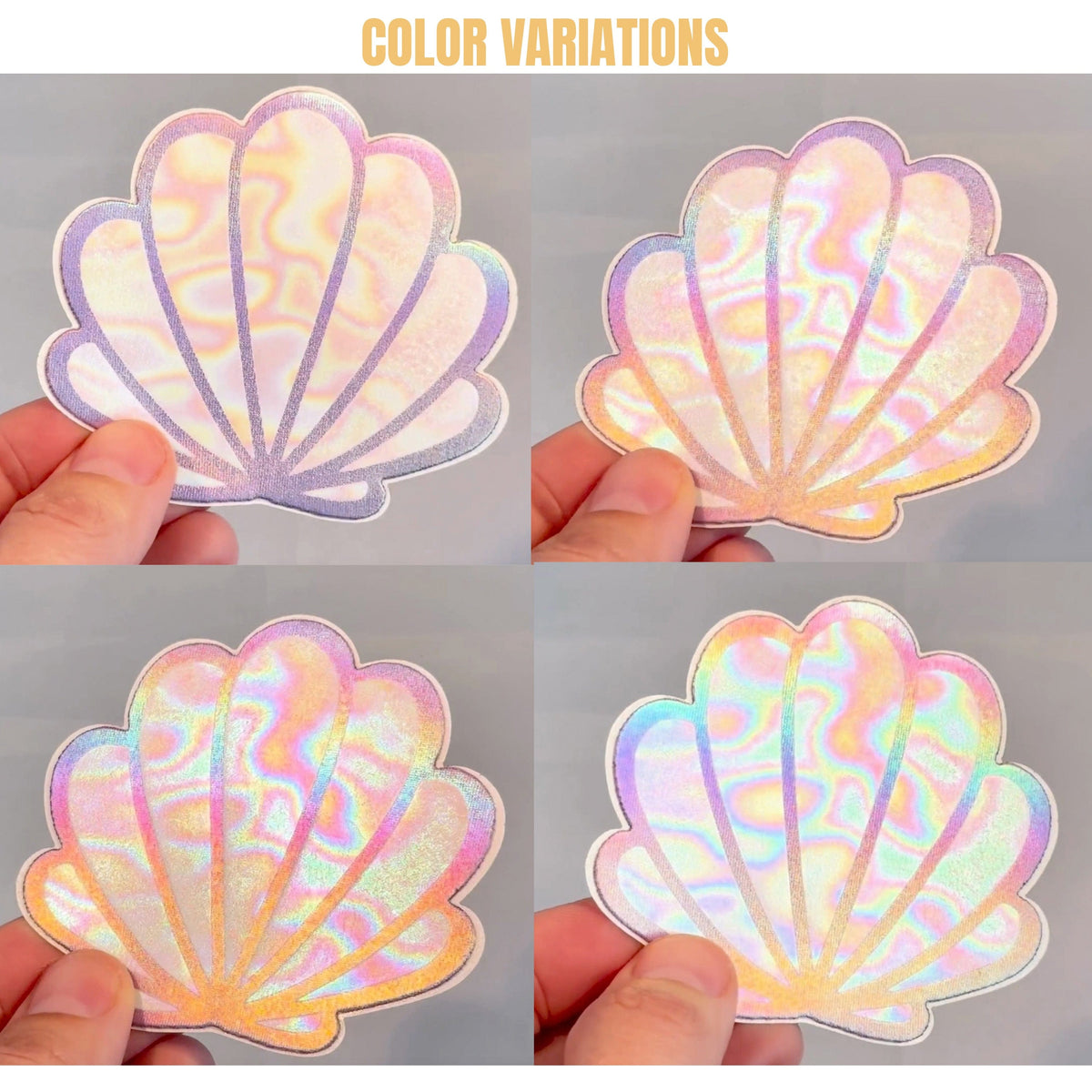 Holographic opal mermaid shell nipple covers glowing with pastel iridescence