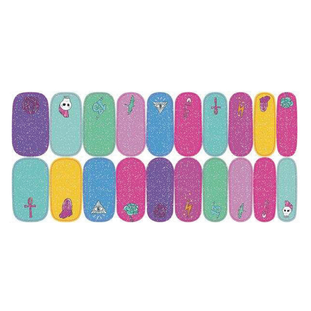 Pastel Poison Glitter Stick On Nails