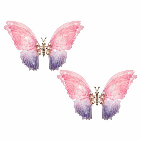 Floral Flair Winged Pink and Purple Large Butterfly Hair Clip 2 Pack