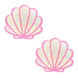 Might Pink Glitter Blacklight Opal Shimmer Mermaid Shell Nipple Cover Pasties