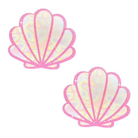 Might Pink Glitter Blacklight Opal Shimmer Mermaid Shell Nipple Cover Pasties