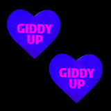 Giddy Up UV Pink Glitter Care Bare Stare Heart Nipple Cover Pasties