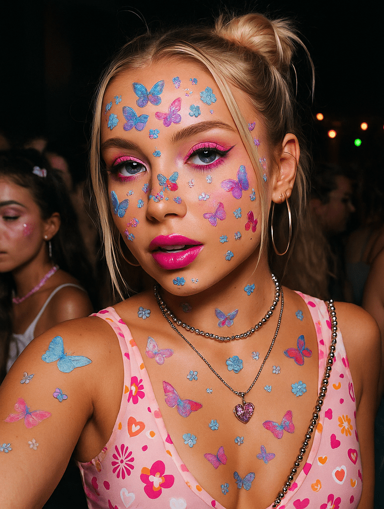 Purple butterfly temporary tattoo designs shown on their own
