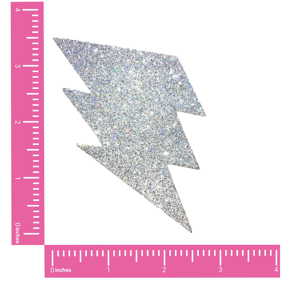 Silver Glitter Lightning Bolt Nipple Pasties shown on their own with a sparkling glitter finish