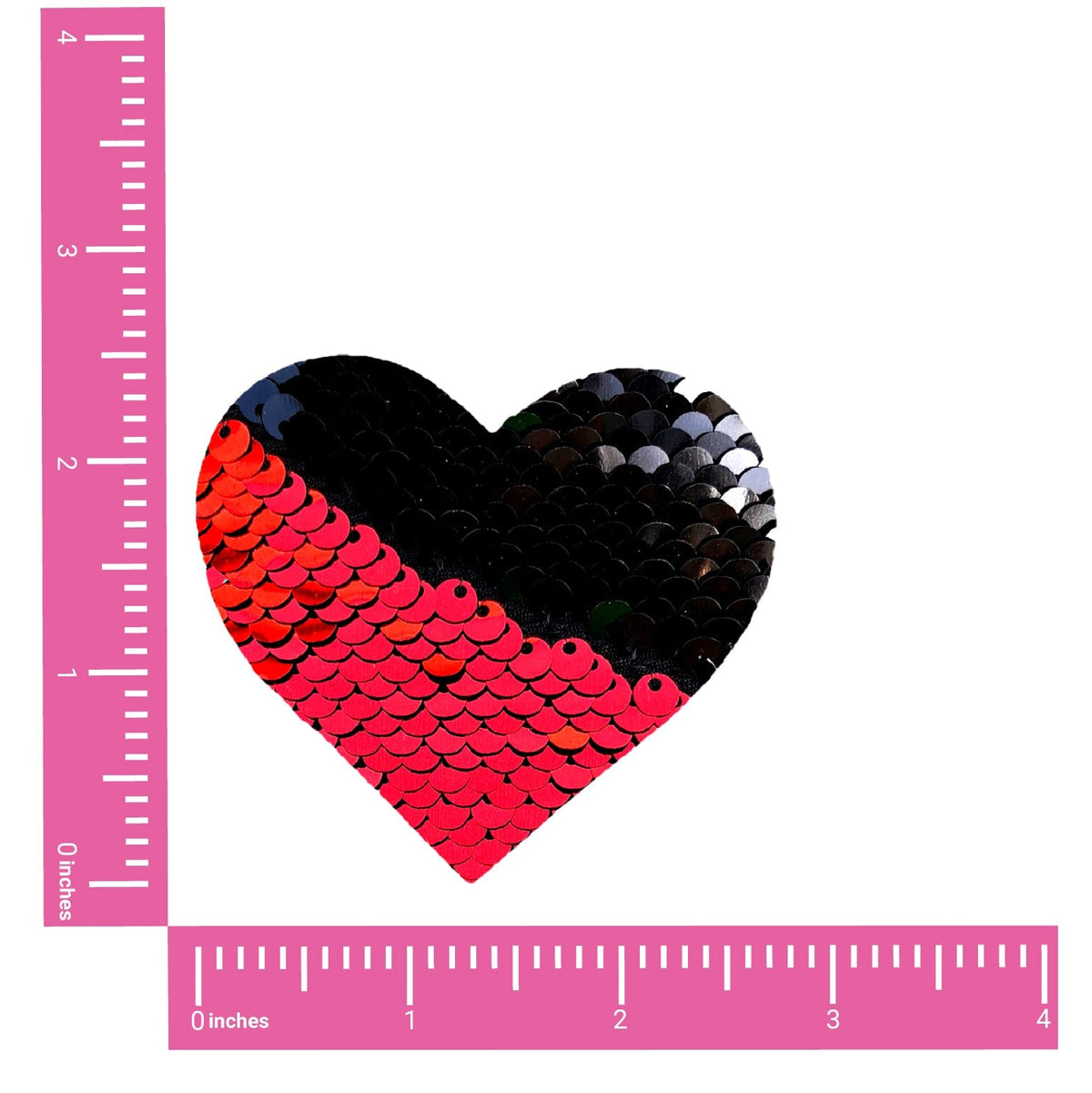 Red and Black Flip Sequin Heart Nipple Pasties shown on their own with a shimmering sequin surface