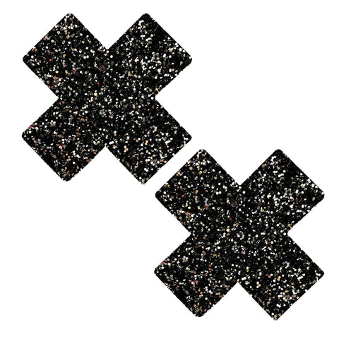 Super Sparkle Black Tinsel Town Chunky Glitter X Factor Nipple Cover Pasties