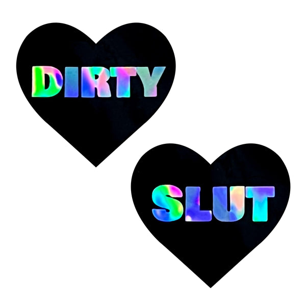 Dirty Slut Dom I Heart U Holographic Nipple Cover Pasties