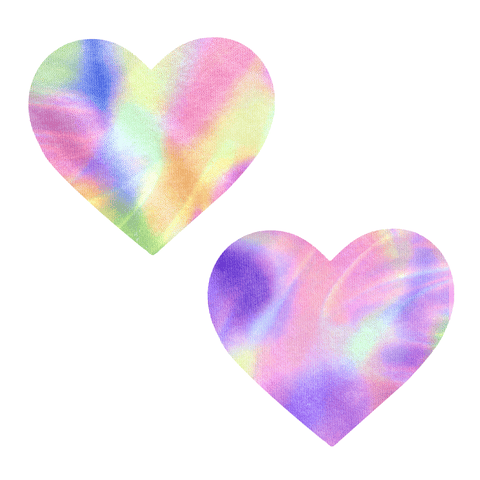 Unicorn Pastry Puff Tie Dye UV Iridescent I Heart U Nipple Cover Pasties - J Valentine Fabric