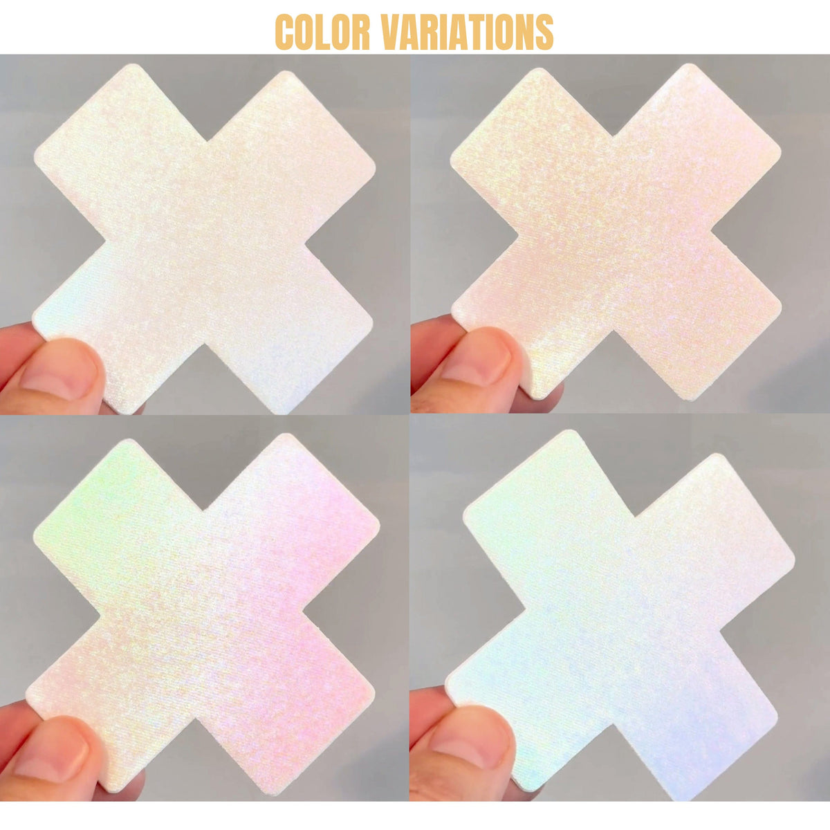 White iridescent opal X factor nipple pasties with a soft bridal shimmer