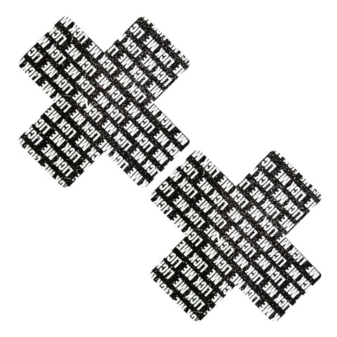 LICK ME on Black Malice Glitter X Factor Nipple Cover Pasties Limited Edition