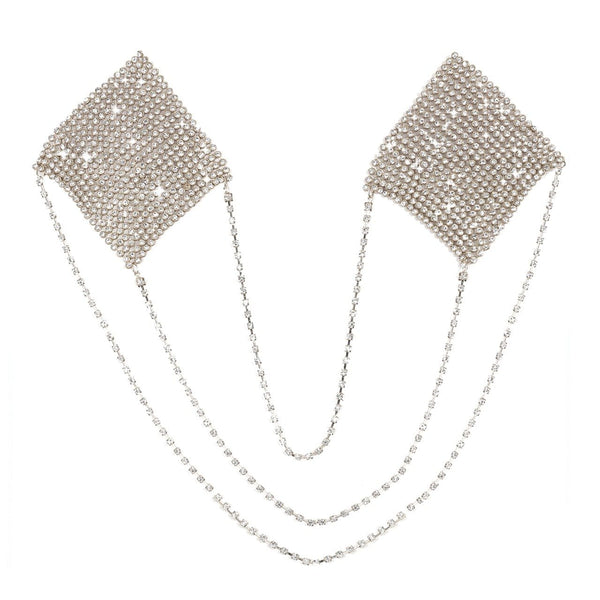 Chain Reaction Silver Metal Mesh Jewel Reusable Nipple Cover Pasties
