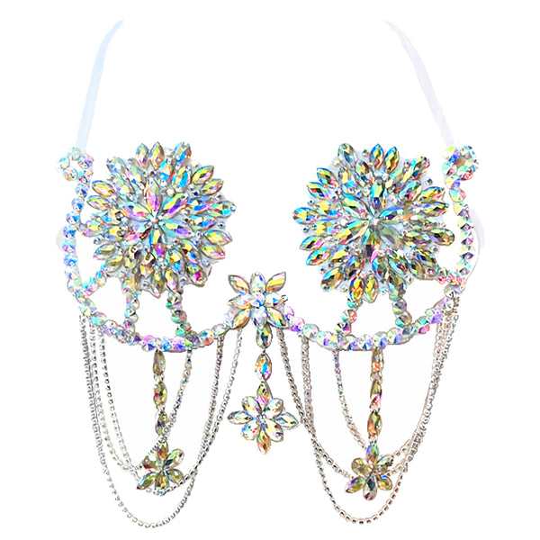 Winterfell Clear Iridescent Crystal Carnival Bra