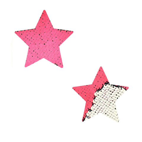 Bitchin' NEON Pink Silver Flip Sequin Starry Nights BodiStix 6PK, Star BodiStix - NevaNude