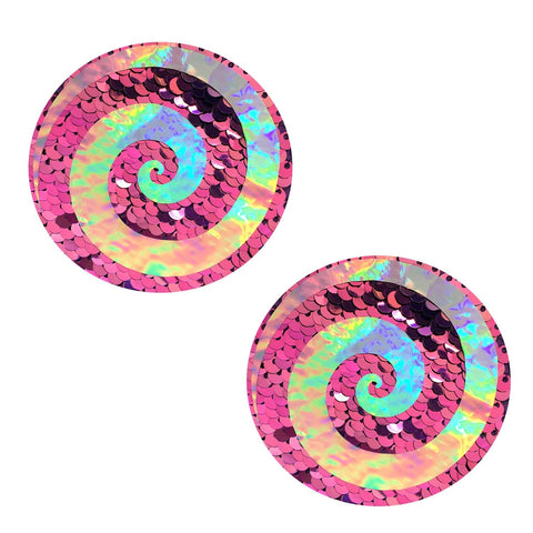 Care Bare Stare Holographic on My Lil Pony Sequins Spiral Nipztix Pasties, Spiral Nipple Pasties - NevaNude