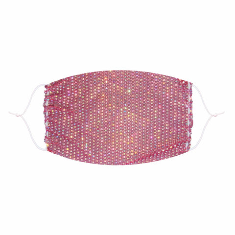 Stupid Love Salmon Pink Crystal Mesh Jewel Face Mask With Adjustable Loops