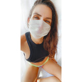 Diamond Hart White Crystal Mesh Jewel Face Mask With Adjustable Loops