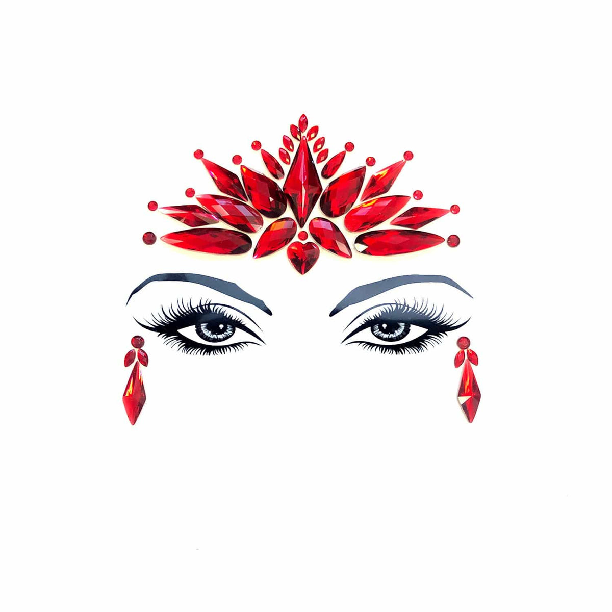 Front view of red glitter and crystal Valentine makeup bundle with the full design visible