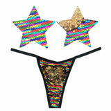 Pride multicolor pasties and thong- Neva Nude