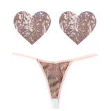 Bubbly Feels Nude Sequin Sparkle Pastie and Pantie Lingerie Set