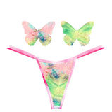 Rainbow Sherbet Tie-Dye Velvet Pastie and Pantie Lingerie Set
