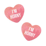 I'm Horny Bella Rosa Pink Shimmer Candy Heart Nipple Cover Pasties