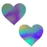 Holographic Heart Nipple Pasties, Neva Nude