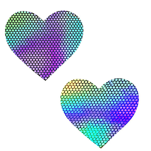 Holographic Heart Nipple Pasties, Neva Nude
