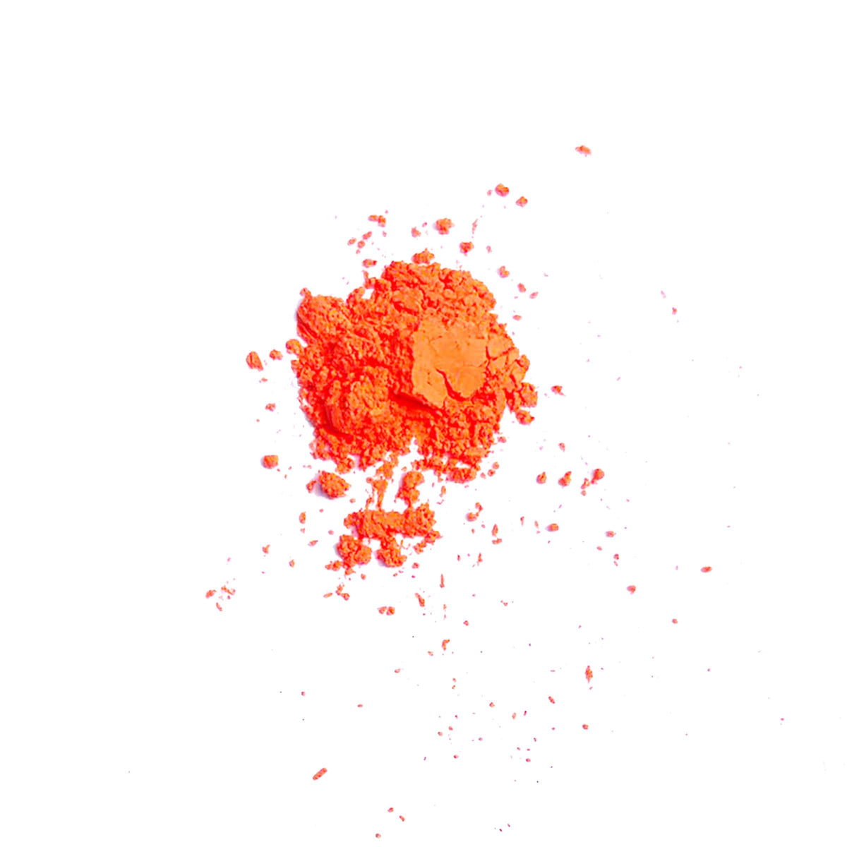 Neon pink, orange and purple UV loose pigments shown alone, that glow under blacklight