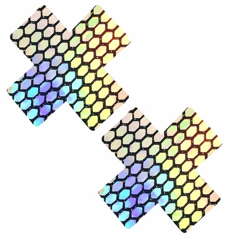 Super holographic futuristic nipple pasties, Neva Nude