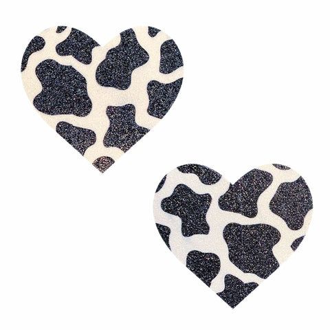 Got Milkies Cow-Print Glitter I Heart U Nipple Cover Pasties