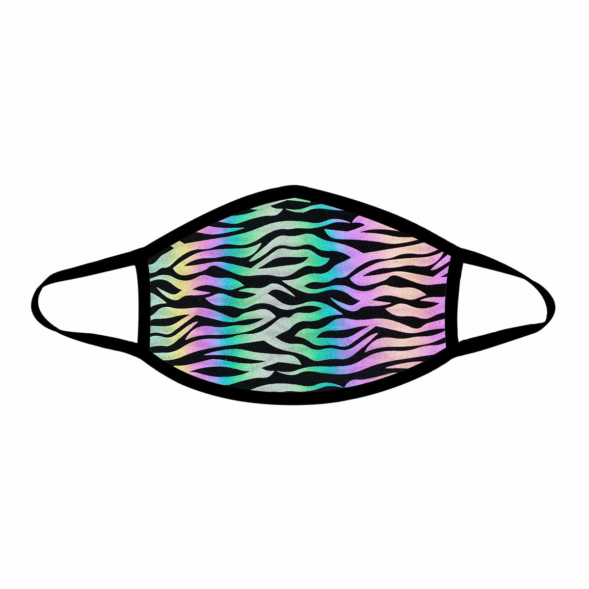 Alternate view of the reflective zebra print face mask for a neon apocalypse look
