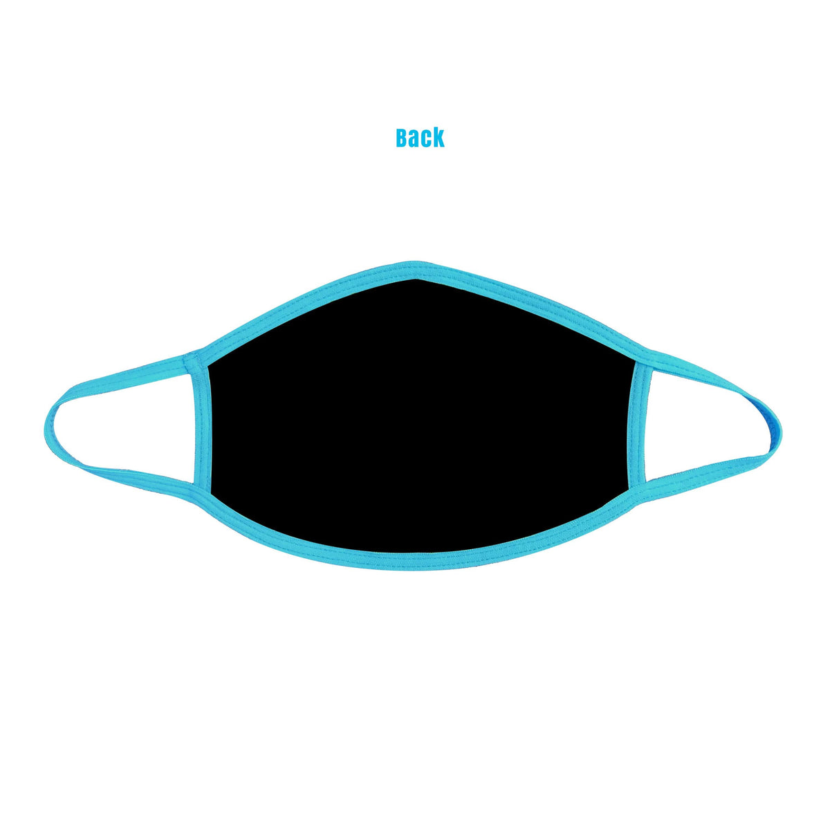 Close up of the turquoise blue sequin mask back showing the lining and loops