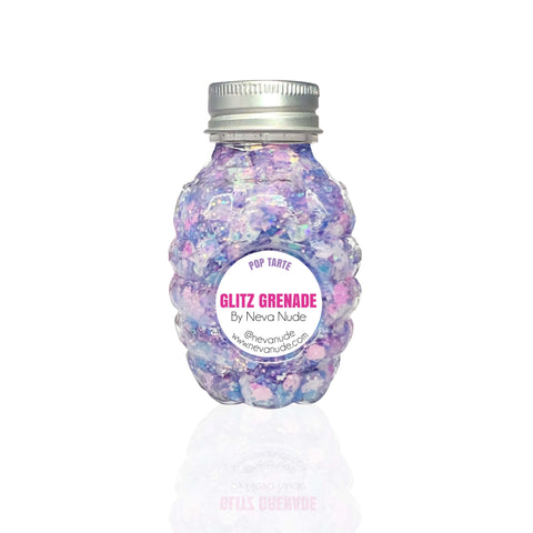 Pop Tarte Purple Pink Iridescent Blacklight Cosmetic Glitter Glitz Grenade Keychain in Aloe Gel