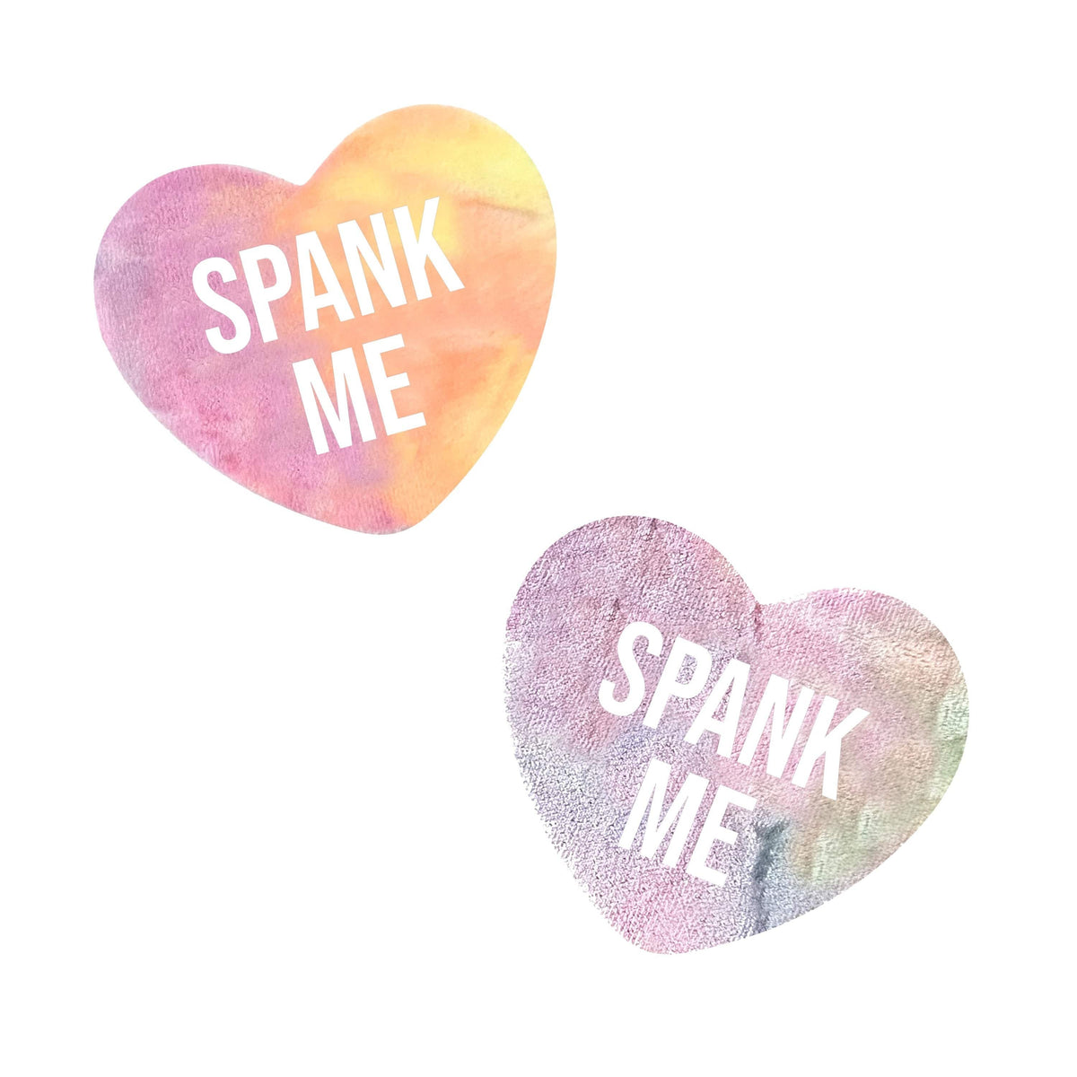 Pastel swirl tie dye heart shaped nipple covers in rainbow sherbet colors for Valentines