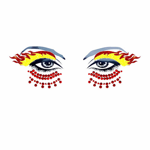 Ghost Rider Glitter Flame Eye Sticker with Jewels