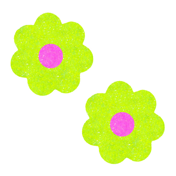Super Sparkle Lemon Lime Glitter Blacklight Petal Nipple Cover Pasties