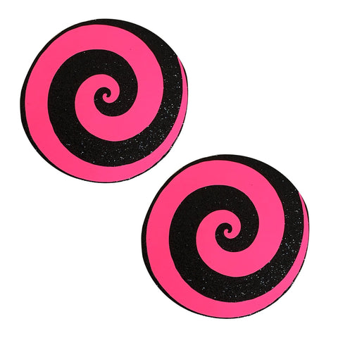 Neon Pink Starburst Blacklight Spiral Nipple Cover Pasties