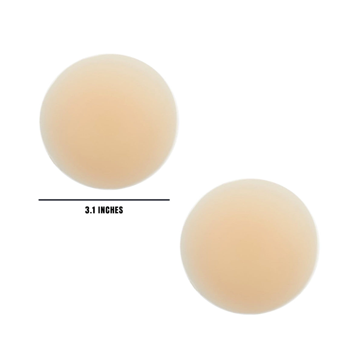 Front view of pale nude invisible reusable silicone nipple covers with the full design visible