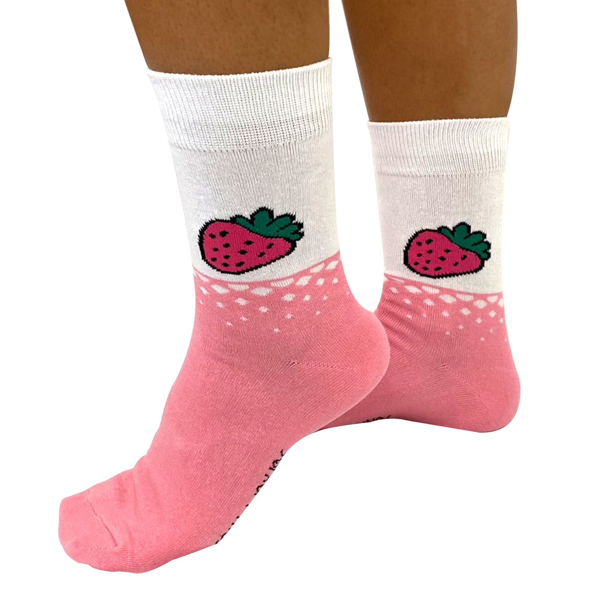 Alternate view of the pink strawberry cake cotton novelty socks
